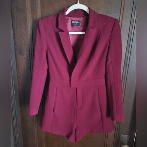 Nasty Gal Burgundy Blazer Romper